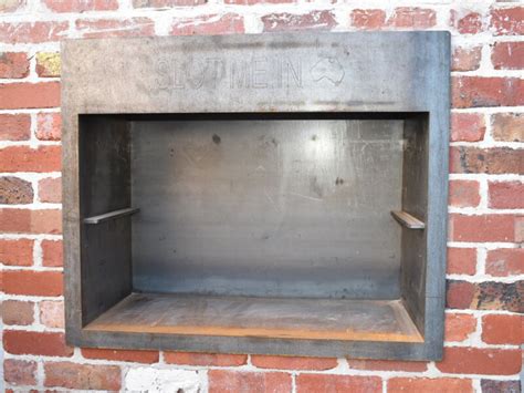 steel fireplace box|masonry fireplace with metal firebox.